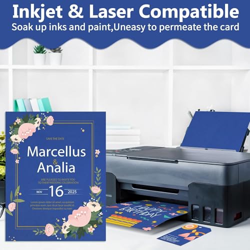 Uncle Paul 40 Sheets Navy Blue Cardstock - 8.5'' x 11'' 65lb Double-sided - color: Navy Blue, size: Letter Size [40 Sheets]