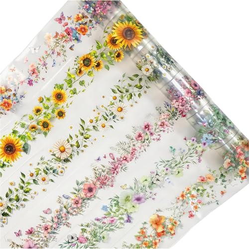 TIAMECH 6 Rolls Branch Vine Flower Sunflower PET Tapes - color: Branch Vine