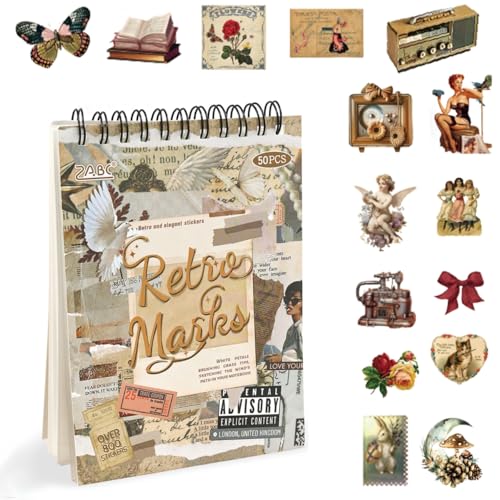 800 PCS Vintage Scrapbooking Journal Stickers,50 Sheet, washi Stickers for journaling Supplies DIY Crafts Laptops，Sticker for Card Making, Ephemera Sticker Book Pre Cut(Retro Times)