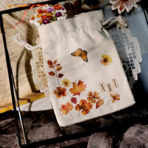 CATaireen Rub on Transfers for Crafts Vintage Scrapbooking Stickers Small Decals Adults Journaling DIY Supplies Use for Fabric Paper Wood Stone Canvas Acrylic Cloth (Fallen Leaves) - style: Fallen Leaves