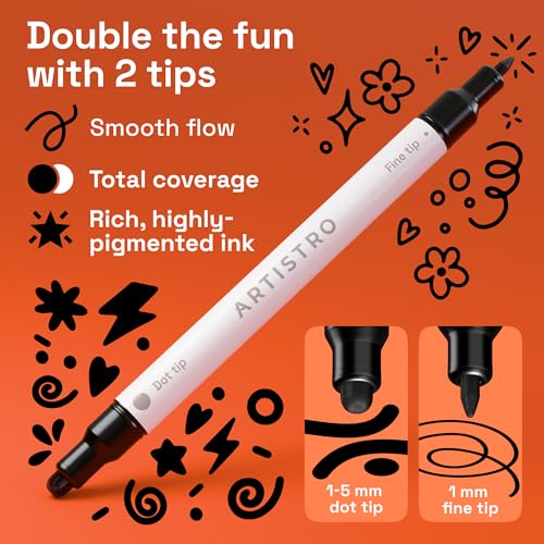 ARTISTRO Black Dual-Tip Acrylic Paint Marker Pens - Set of 24 - color: Black, size: 24
