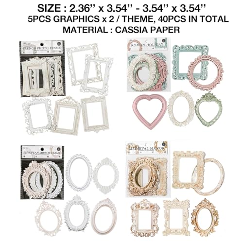 MAXLEAF 40PCS Vintage Frame Scrapbook Decoration Paper for Junk Journals