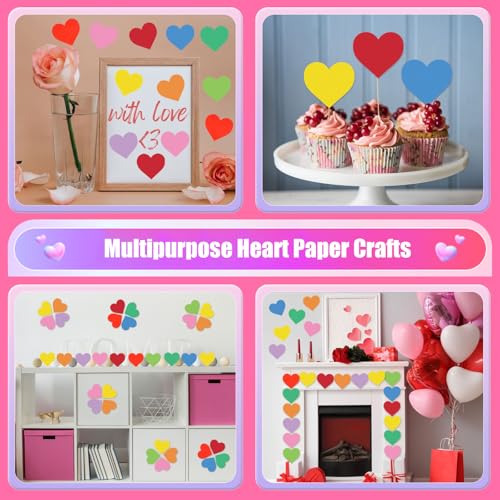 180 Pcs Paper Hearts Heart Shaped Cutouts 3.5 Inch Valentines Day Bulletin Board Cut Outs Assorted Color Die Cuts for Classroom Decor Teachers DIY Craft School Decorations