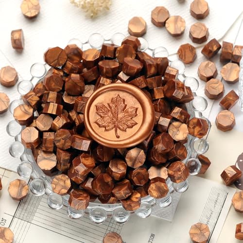 300 Pcs Red Gold Sealing Wax Beads Smooth Melt Beads for Stamp Seals - color: Red Gold