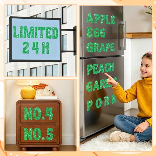 Bulletin Board Letters 129 PCS Glitter Letter Stickers Large 4 Inch, Green - color: Green, size: 4 Inch