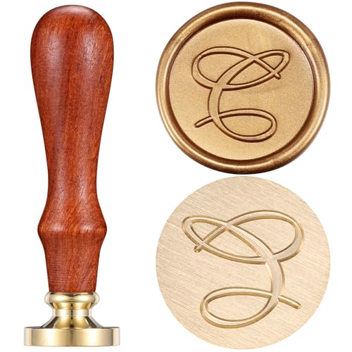 Yoption Handwritten Initial Alphabet Wax Seal Stamp, Letter C | Brass Head and Wooden Handle Sealing Stamp for Wedding Invitations, Envelopes, Christmas Cards, Gift Wrapping, Snail Mails - style: C