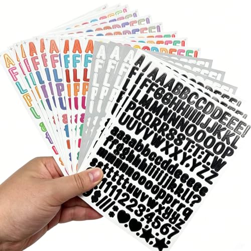 15 Sheets 0.5 Inch Mini Letter Stickers,Vinyl Self-Adhesive Waterproof Alphabet Number Stickers for Scrapbook Crafts Classroom Signs (Colorful) - color: Colorful