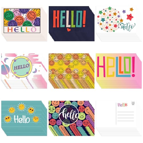 Junkin 80 Pack Hello Postcards 4x6, Note Cards for Kids Adults - style: Hello