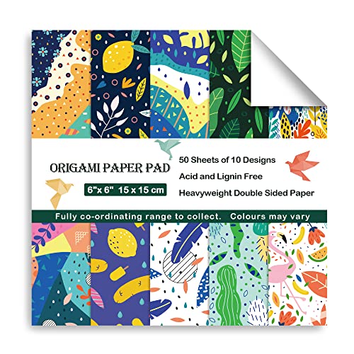 Origami Paper 6x6" Double Sided 50 Sheets 10 Colors Origami Kit,Craft Paper - color: 50sheets-mild fresh