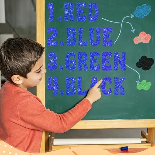 Bulletin Board Letters 129 PCS Glitter Letter Stickers Large 4 Inch, Blue - color: Blue, size: 4 Inch