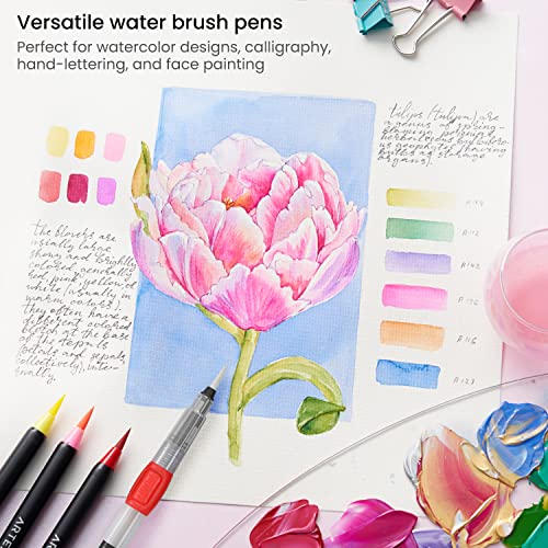 ARTEZA Water Brush Pens for Watercolor, Set of 6, 3 Fine and 3 Broad Tips - size: 1 Count (Pack of 6)