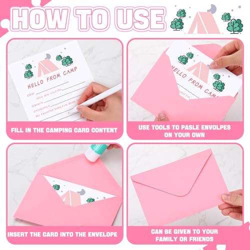 Honoson 48pcs/24set Camp Stationary for Girls, Cards and Envelopes