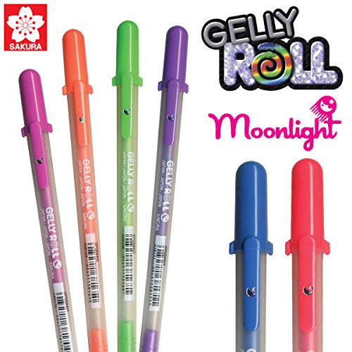SAKURA Gelly Roll MoonLight (Made in Japan) [Limited Edition] Gel Ink Pen Set - Bold Sparkling, Glittering & Assorted Colors 12Pens