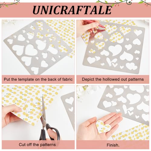 UNICRAFTALE Metal Stencil Heart Cutouts Stencil Drawing Template Stainless Steel Journal Stencils Geometric Template Painting Stencils for DIY Scrapbooking Photo Engraving Jewelry - style: Heart