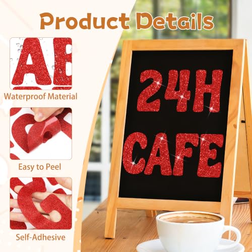 Bulletin Board Letters 74 PCS Glitter Letter Stickers Large 5 Inch, Red - color: Red, size: 5 Inch