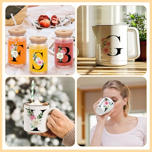Letter UV DTF Cup Wraps for 16 oz Glass Cups- 26 Sheets Uvdtf Cup Wraps Vinyl Decals for Tumblers, Rub on Transfers for Crafts, Cold Transfer Stickers for Bookmarks, Wood Furniture, Water Bottles - style: Letter-Black