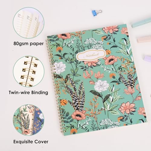 LABUK 3 Pack Spiral Notebook Journal for Women College Ruled Notebook 120 Pages A4 Aesthetic Journaling Notebooks for Work School Office Home, 8.5 x 11 Inches Notebooks for Valentine Gifts - color: Flower A