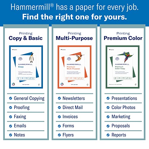 Hammermill Printer Paper, Premium Color 28 lb Copy Paper, 8.5 x 11-2 Ream (1,000 Sheets) - 100 Bright, Made in the USA - size: 2 Ream | 1000 Sheets, style: Letter (8.5x11)