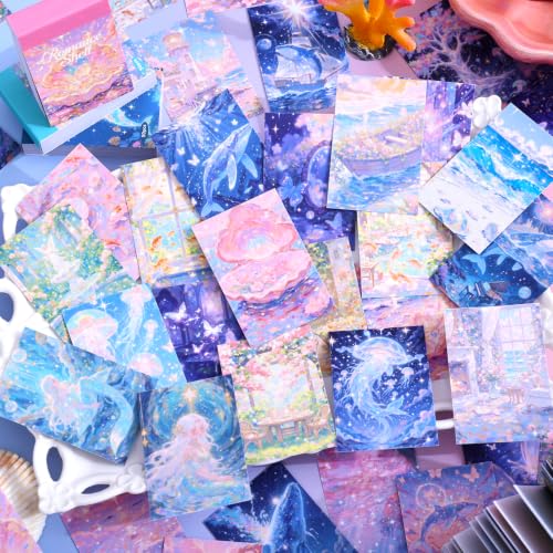 6 Sets 300 Sheets Washi Stickers for Journaling, Colorful Ocean Sticker Book with Sea Creatures, Dreamy Style Scrapbook Sticker Set for Bullet Journal Art Diary Card Craft Gifts Planner Notebook - style: Ocean Style