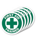 SmartSign First Aid Trained Pack of 5 Hard Hat Labels | Retro-Reflective, 2" Circle - color: First Aid Trained