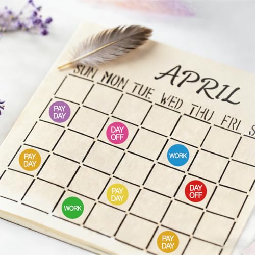 500Pcs 5 Sheets Day Off Planner Stickers 0.5 Inch Work Calendar Stickers Cute Small Pay Day Labels Self Adhesive Waterproof Decals for Home Daily Journal Scrapbooking Activities Scheduling - style: Word