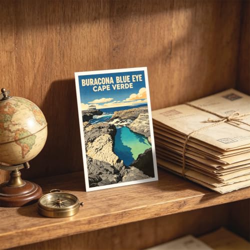 Vintage Travel Postcards from Around the World, Africa Travel Postcards 20 Pack Same Design 4x6 Inch, Retro Scenic Postcard Set Bulk for Mailing, Postcard Exchange, Scrapbooking (Cape Verde - Buracona Blue Eye) - color: Cape Verde - Buracona Blue Eye