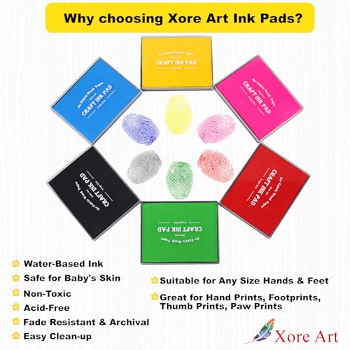 5"x4'' Large Ink Pad Washable Stamp Ink Pad for Baby Footprint Handprint with 30ml Premium Refill Ink (Yellow) - color: Yellow