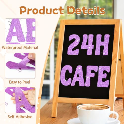 Bulletin Board Letters 74 PCS Glitter Letter Stickers Large 5 Inch, Purple - color: Purple, size: 5 Inch