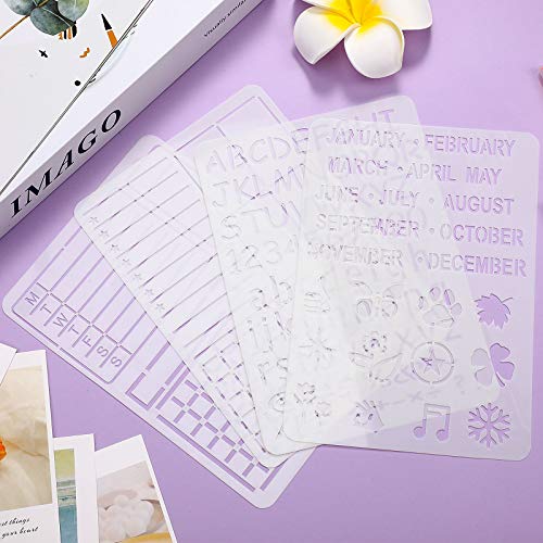 Zonon 24 Pcs Plastic Stencils for Journal Planner, Letters Numbers Shapes