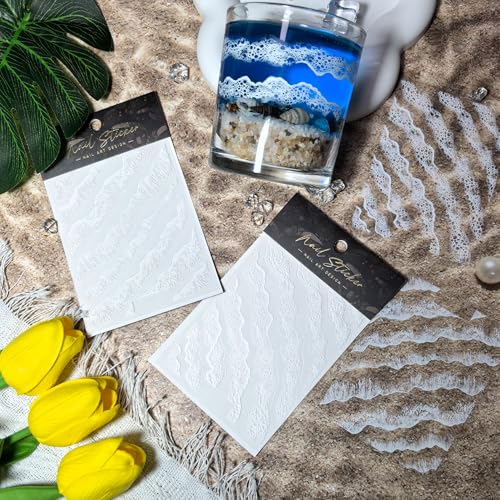 4 Sheets Ocean Waves Resin Stickers Self Adhesive Sea Wave Decal