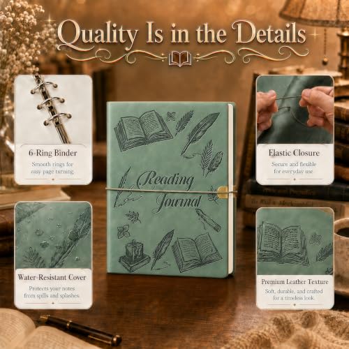 Reading Journal for Book Tracking PU Leather Journal (Sage Green) - color: Sage Green