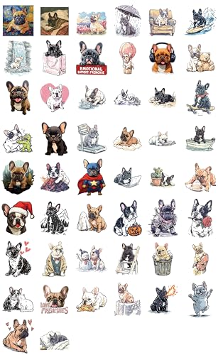100 PCS French Bulldog Stickers Pack – Waterproof Dog Decals for Water Bottles, Laptops, Phones, Notebook, Cars – Cool Vibrant Graphics for French Bulldog Enthusiast - color: French Bulldog