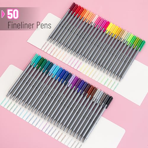 Mr. Pen- Colored Fineliner Pens, 50 Pack, 0.4mm Fine Point - color: Assorted Colors, size: 50 Pack