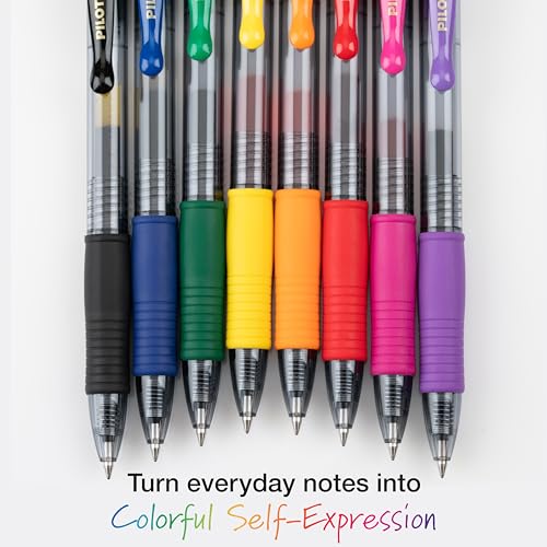 PILOT G2 Gel Roller Pens, G2 Rainbow Colors Pack, 8 Pack Pouch, Assorted - color: Assorted 8