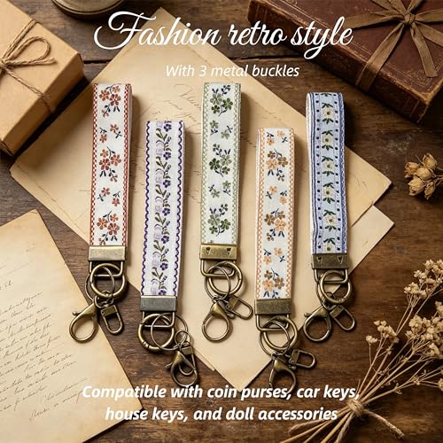 Boho Vintage Embroidered Wristlet Keychain for Women - color: Purple