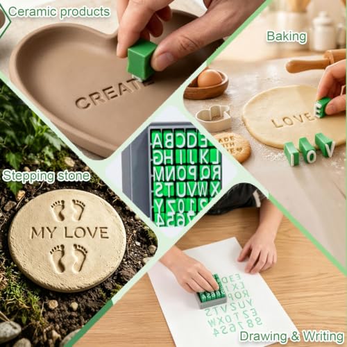 Alphabet Stamps Set for Clay Pottery, Numbers Symbols DIY Handmade Alphabet Mold Accessories Polymer Clay Tools Set for Ceramic Decorating, 72 Pieces Letter Stamps for Clay with Storage Box