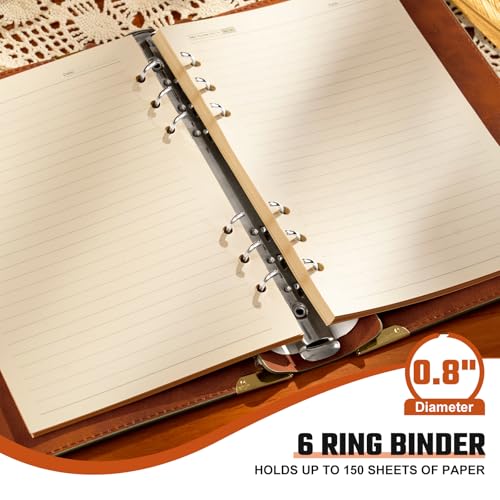 Ovesmusl Sunflower PU Leather A5 Binder 6 Ring Refillable Journal Cover - color: Green Sunflower, size: A5 Binder Cover