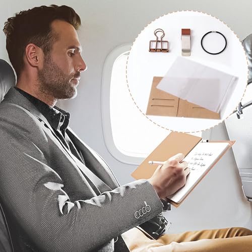 Roadtofree Passport Size Travelers Notebook Accessories Kit - All-in-One Set with Kraft Folder, PVC Zipper Case, Pen Holder, Binder Clip & 2 Elastic Bands for Travel Journal, Daily Use (Kraft, Passport Size 1 PC) - size: Pasport Size 1 PC