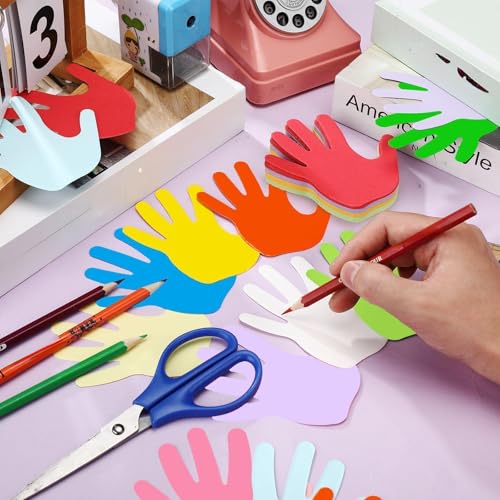 Kisston 360 Pcs Hand Cutouts Paper 3.9 Inch Assorted Color Die Cuts - color: 12 Colors, style: Hand