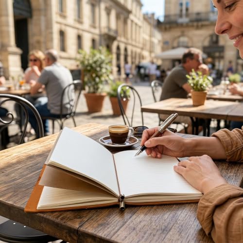 Leather Journal Travelers Notebook - 8.6 x 4.7 Inches Standard TN, Refillable Travel Journal with 3 Inserts, Zipper Pocket, Pen Holder, Binder Clip, Leather Notebook for Travel, Students, Office, Light Brown - color: TNS-Light Brown