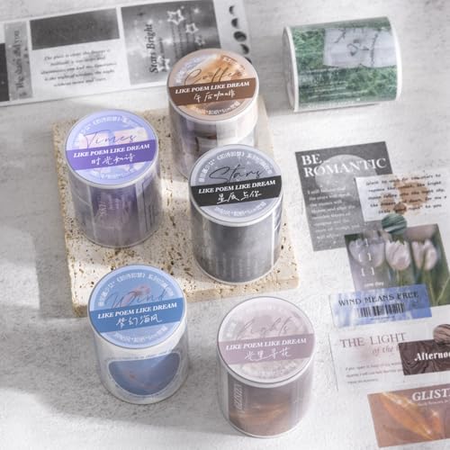 Alideco 6pcs Decorative Adhesive Tapes Vintage Literary Style Botanical Flowers PET Tape Great for Bullet Journal Supplies, Arts, Scrapbook, DIY Crafts, Planners (rushirumeng) - color: rushirumeng