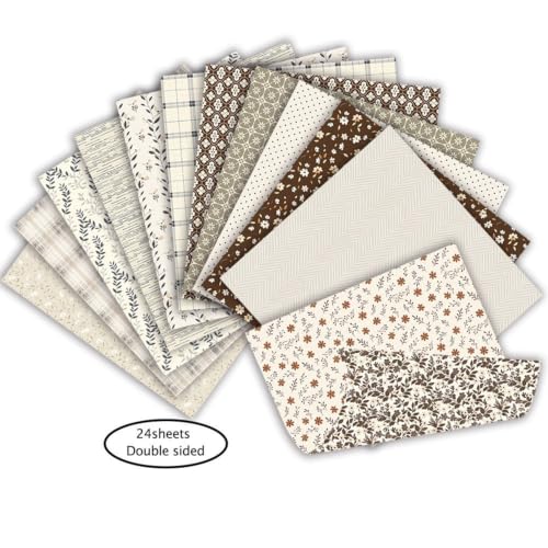 6in Flowers Scrapbook Paper Pad Aesthetics Pattern Cardstock, 24 Sheets - color: Antique White