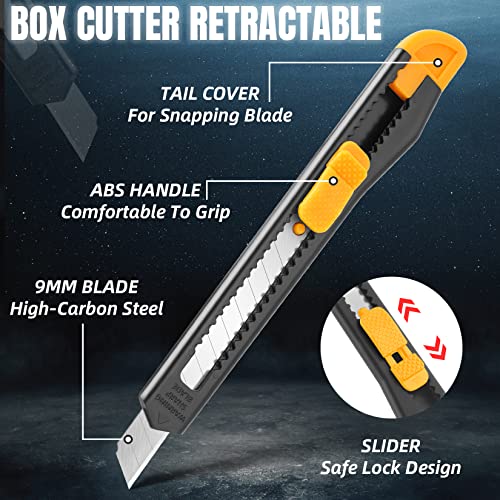24 Pack Box Cutter Retractable, 9mm Razor Knife, Utility Knife - color: 24-orange