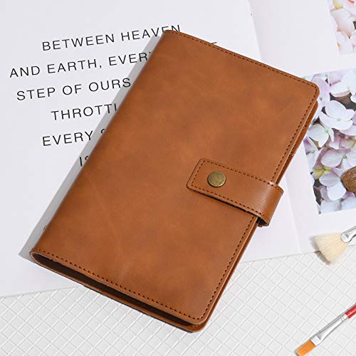 WONDERPOOL A6 Leather Journal Refillable Notebook Spiral Diary Binder Portfolio - Dotted Paper & Inner Pockets Organizer for Man and Woman (Brown, A6) - color: Brown, size: A6