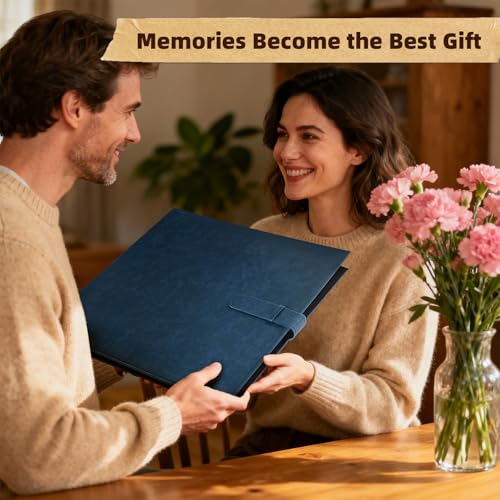 Vienrose 15"x13" Scrapbook Album Gift Set Faux Leather DarkBlue 100 Pages - color: Navy Blue, size: 15"X13" 50Sheets