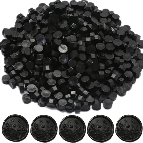 Black Wax Seal Beads - 400 Pcs Octagon Wax Sealing Beads Set For Wax Seal Stamp, Gift Wrapping, Letter Sealing (Black) - color: Black