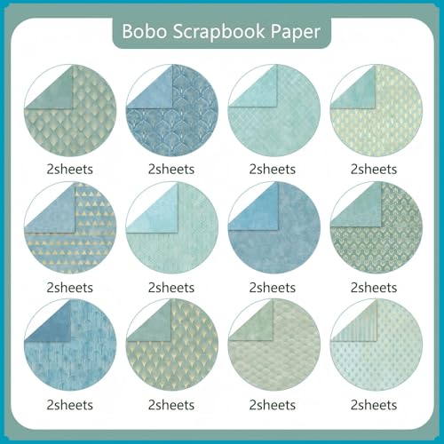 24 Sheets Scrapbook Paper - Boho Patterned Cardstock Paper Pads, 12"x12" 160gsm Coloured Double Sided Decorative Craft Papers for Scrapbooking, Card Making, Journaling and DIY Projects (Boho 2) - color: Boho 2