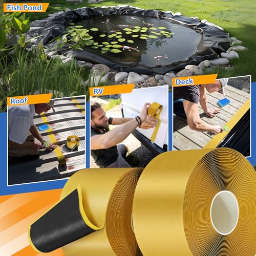 Pond Liner Seam Tape, Double Sided Butyl Rubber Tape Kit, Total 3" x 60'