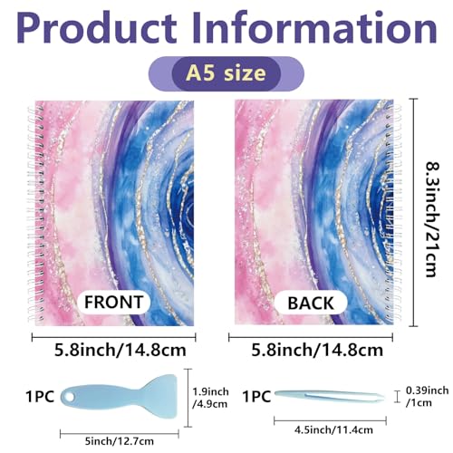 Pink Sticker Album Reusable Sticker Storage Book 40 Sheets Release Paper Pink and Blue Pattern 5.8 x 8.3 Inch A5 Size Cute Labels Holder Organizer Accessories with 1Pc Scraper and Tweezer - color: Pink Blue