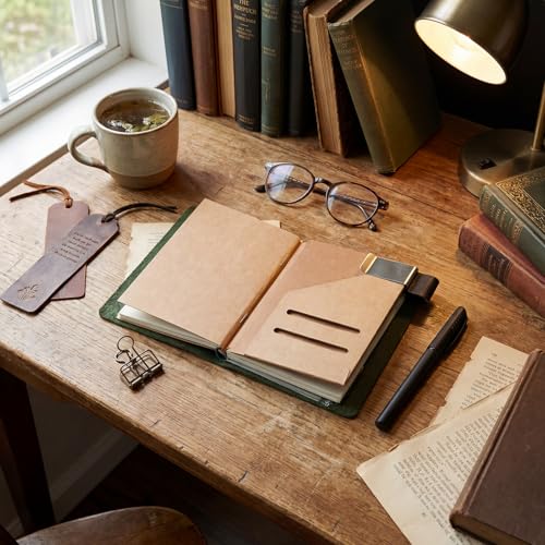 Thenshop Leather Travel Notebook 3 Inserts, Green, Passport Size - color: Green, size: Passport Size